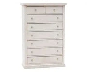 cassettiera 6+2 settimino Shabby chic in legno laccato bianco anticato con ferramenta argento anticato