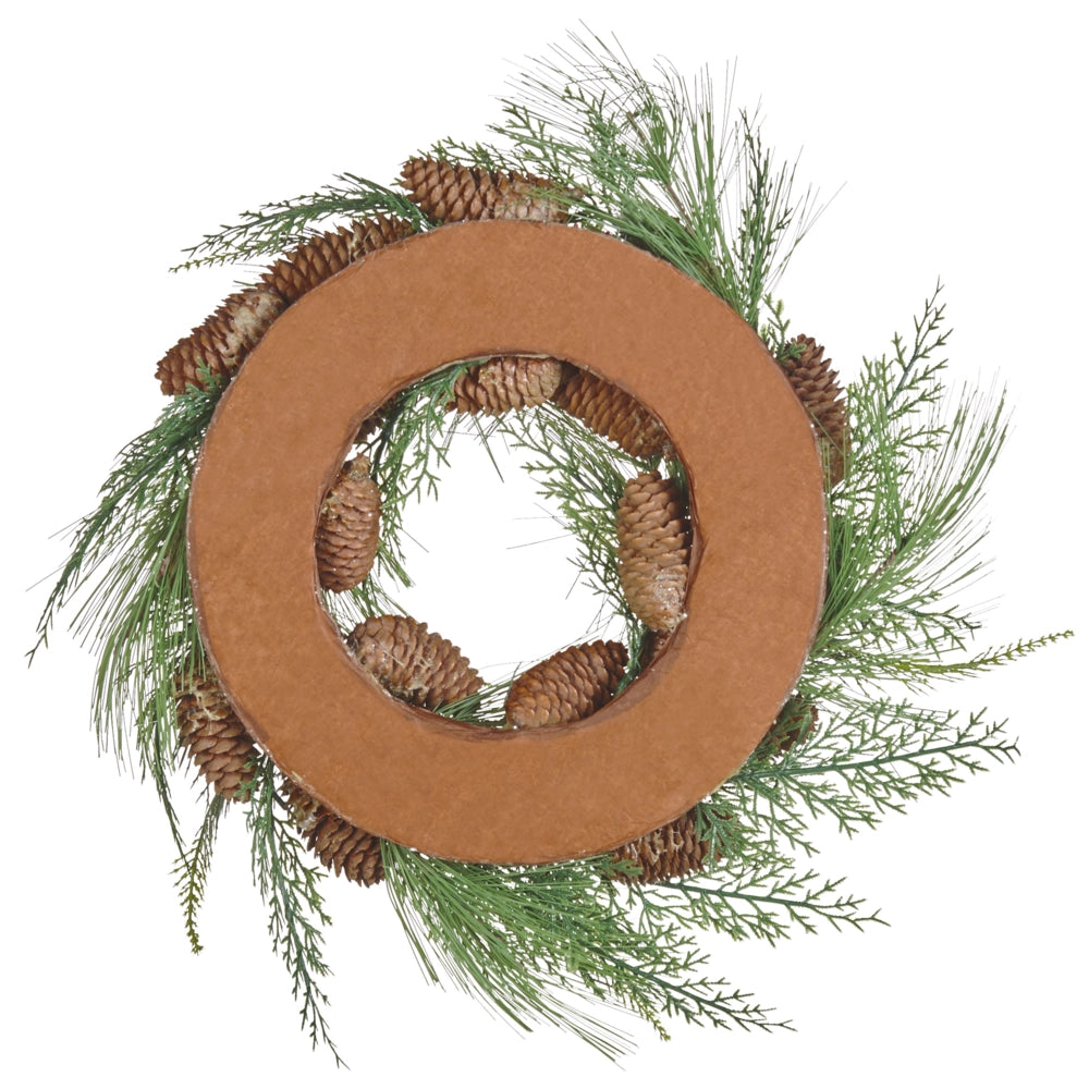 Ghirlanda di natale verde materiale sintetico 34 cm pigne neve design tradizionale rotondo