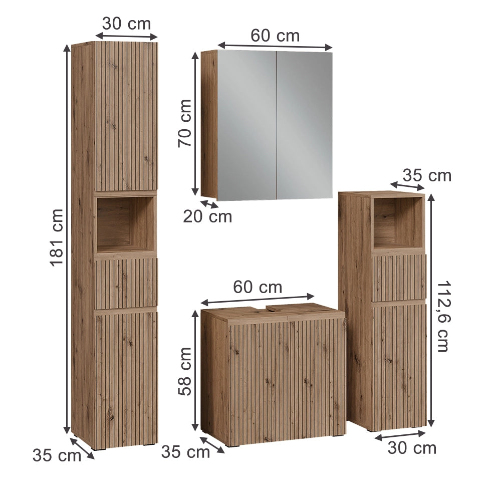 Vicco Set di mobili da bagno Artigiano 4 parti