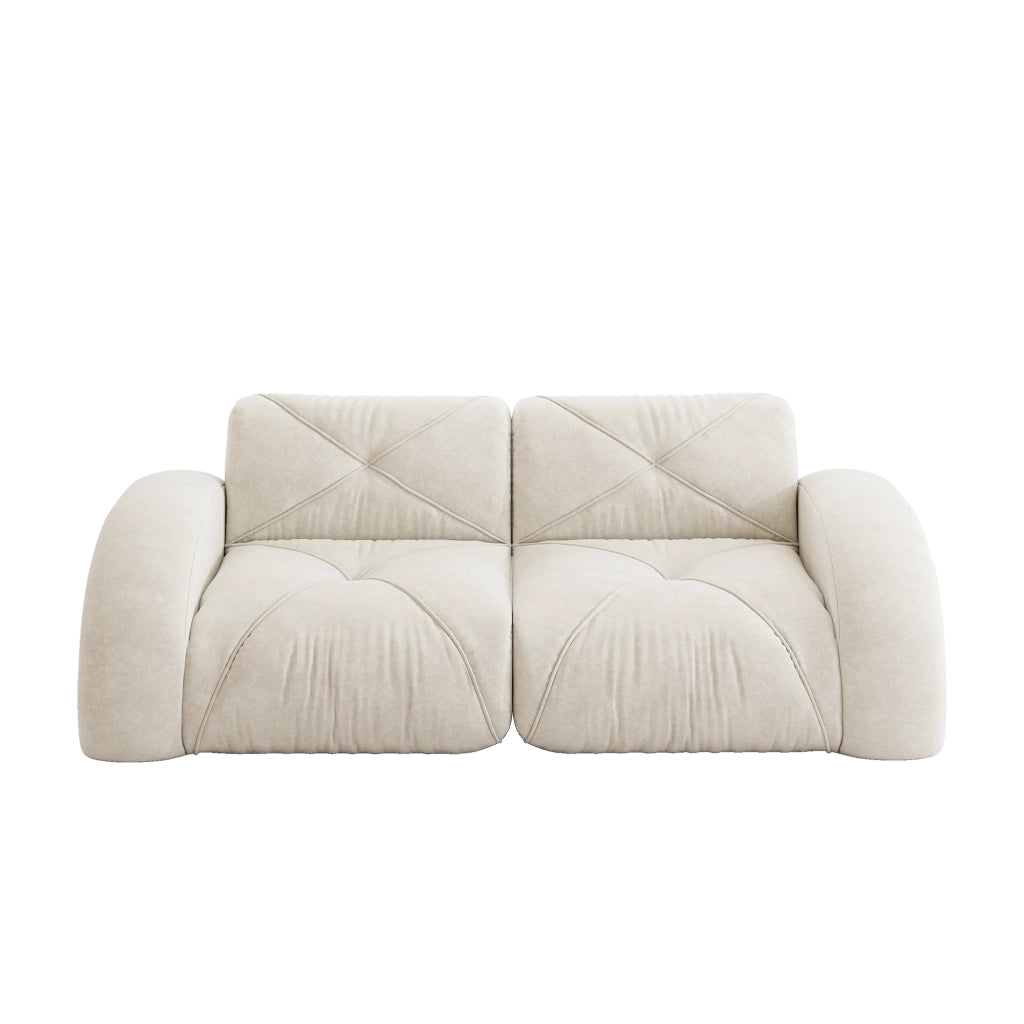 Divano 2 Posti Modulare ¨C MINIMAL ¨C Tessuto Chenille Bianco, Senza Montaggio