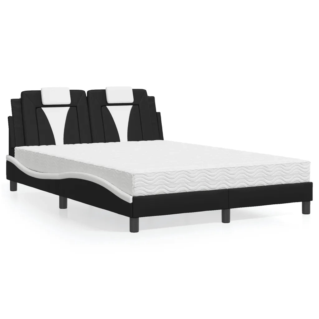 Letto Viana con Materasso Nero e Bianco 140x190 cm in Similpelle