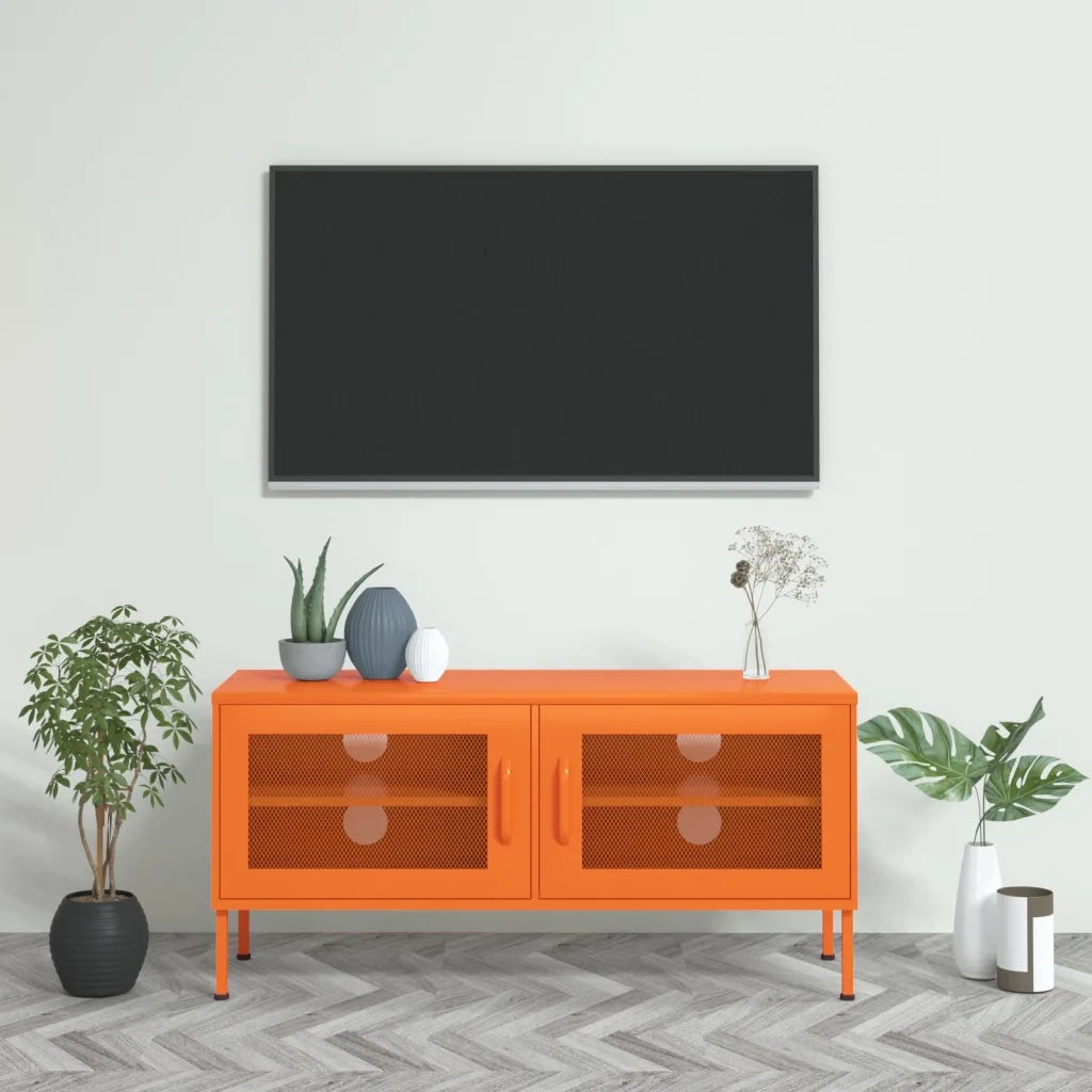 Mobile TV | Armadietto TV | Mobile Porta TV Arancione 105x35x50 cm in Acciaio