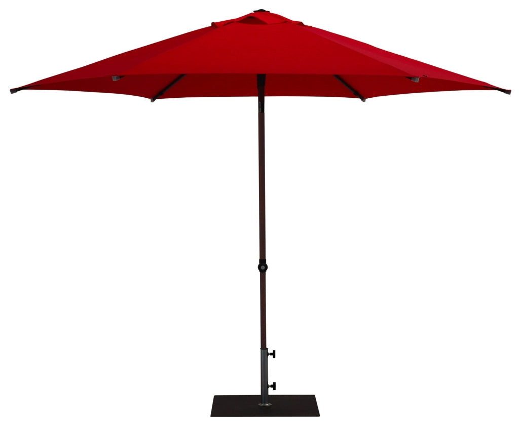 Ombrellone da Giardino Ø3 m Palo Ø38 mm in Alluminio Effetto Legno Tessuto Poliestere Trend Wood Rosso