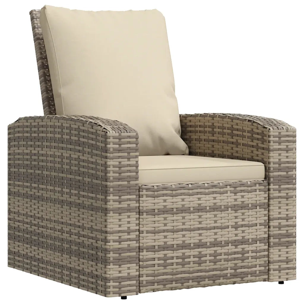 Divano Sedia-Poltrona Reclinabile Giardino Cuscini Marrone Chiaro Polyrattan