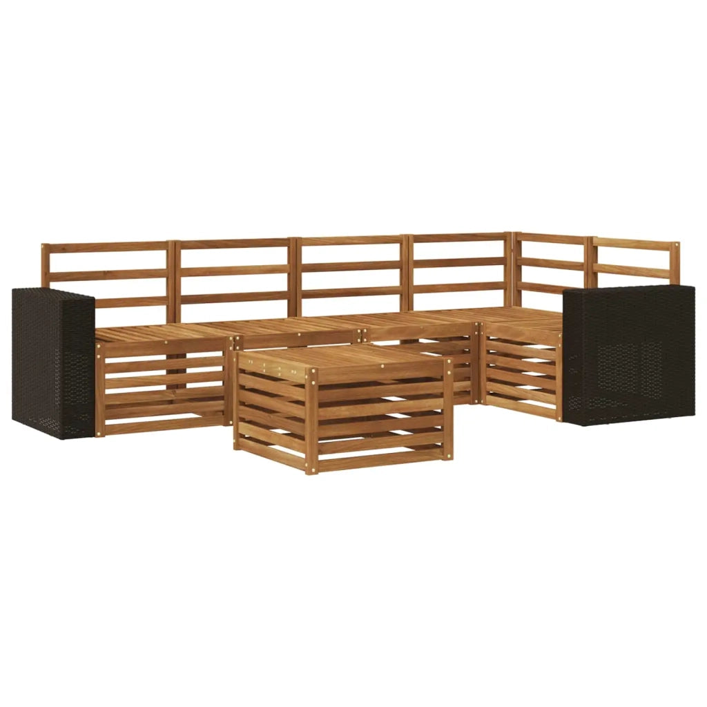 Set divano sezionale 6 pcs Naturale Legno di Acacia Massello
