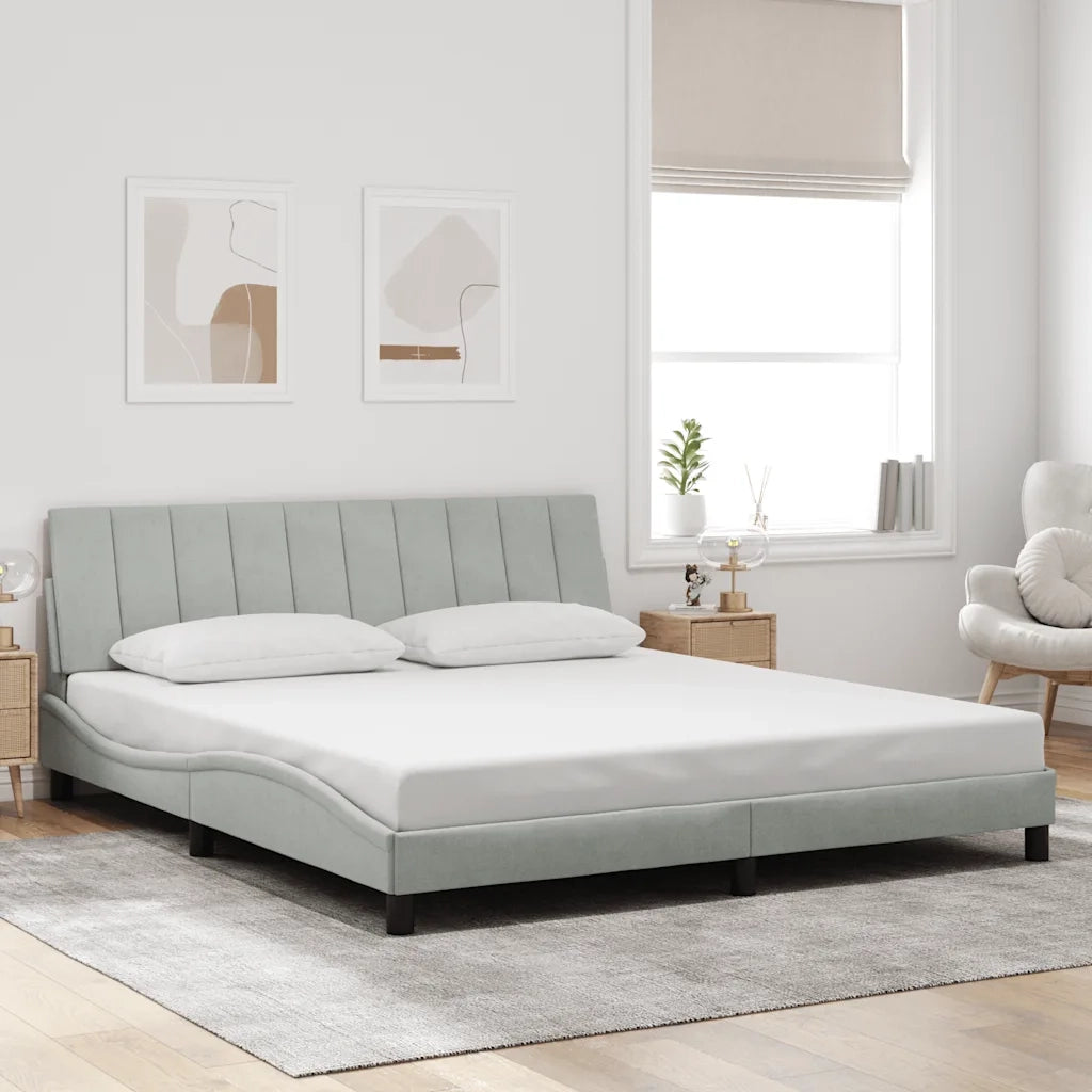 Giroletto senza Materasso Hanko Grigio Chiaro 180x200 cm Velluto 3207861