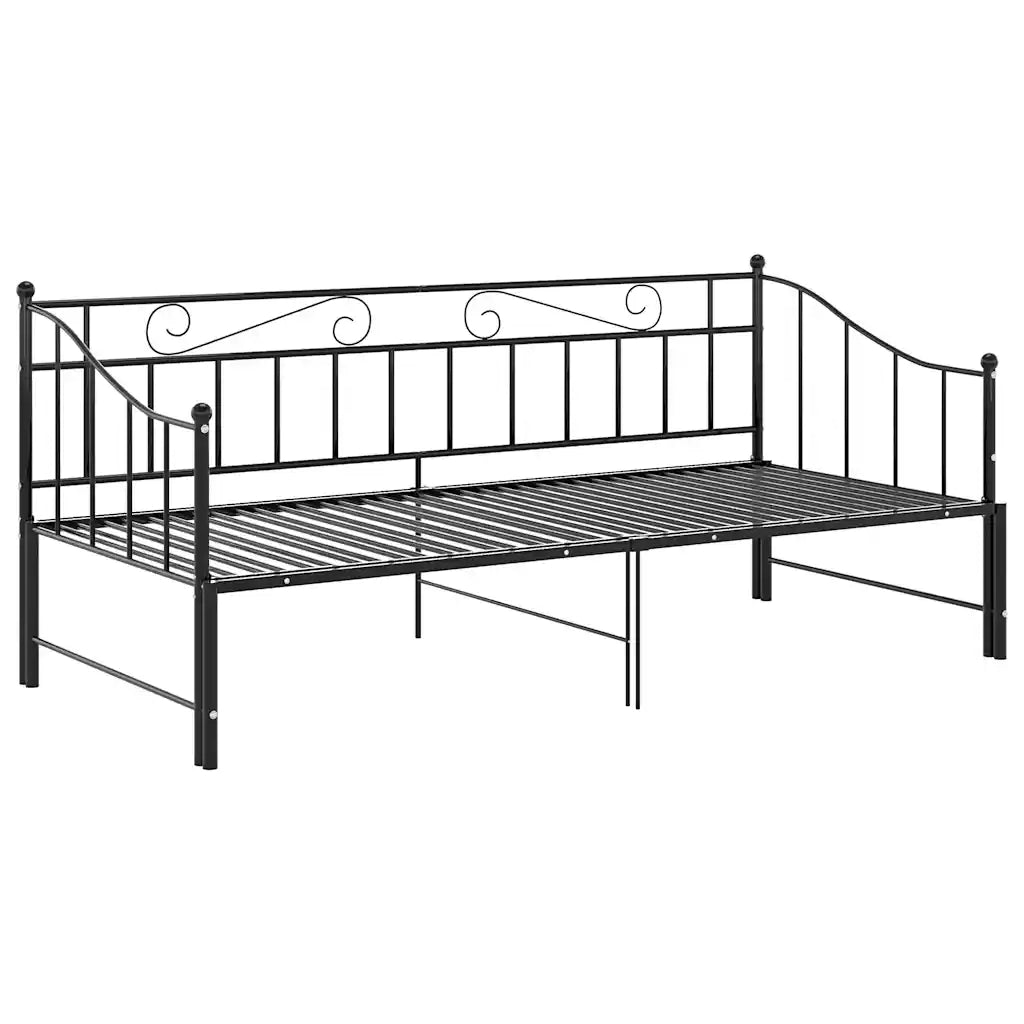 Telaio Divano Letto Estraibile Nero in Metallo 90x200 cm 324776