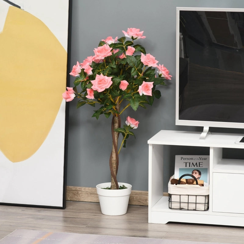 Grandi rose artificiali, 90 cm, pianta artificiale, albero di rose artificiali in plastica in vaso, albero artificiale dall'aspetto realistico, per