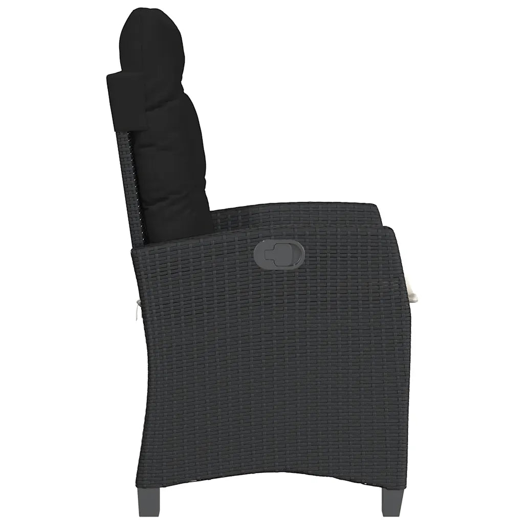 Sedie Reclinabili da Giardino 2 pz | Sedie da Esterno con Cuscini Nero Polyrattan