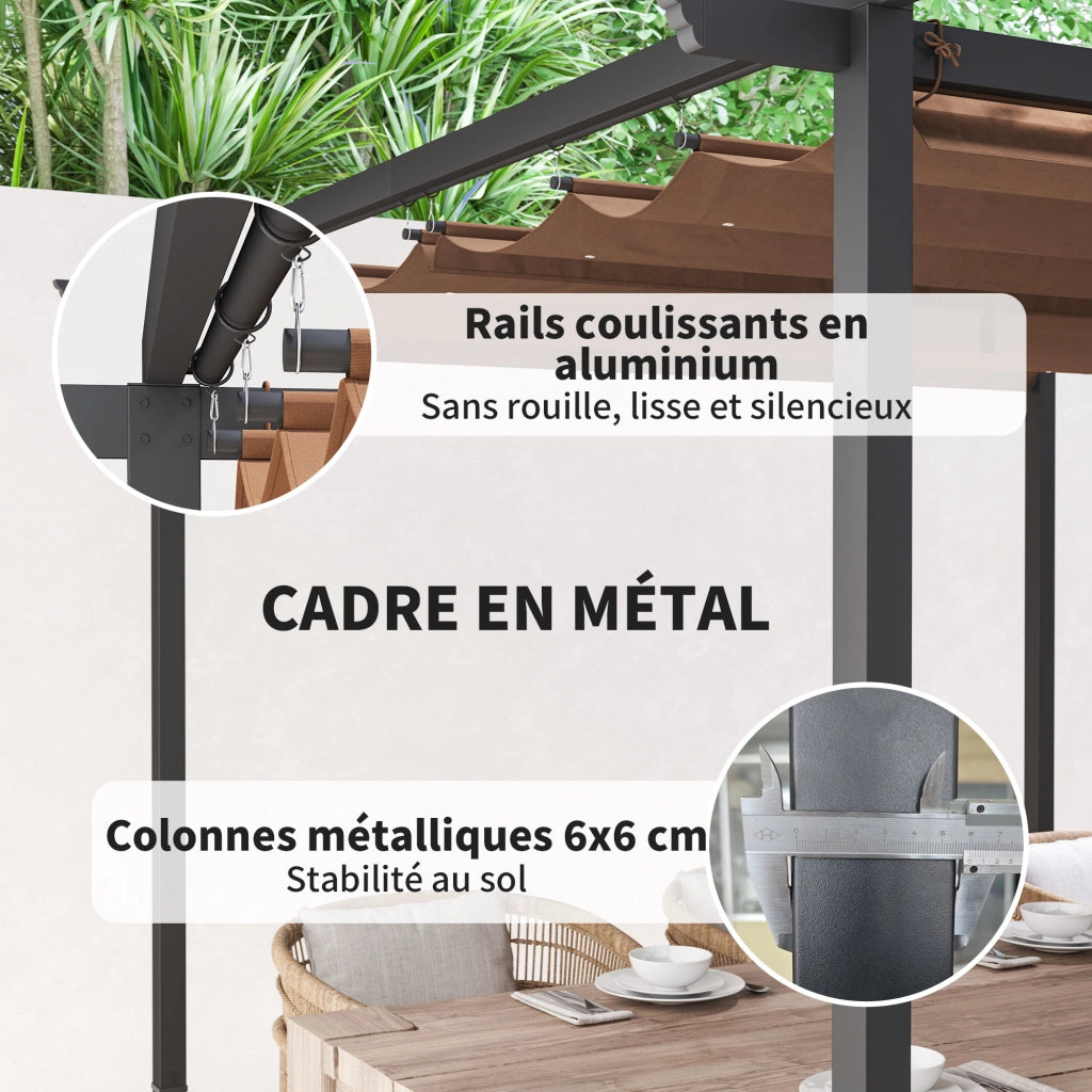 Pergola giardino esterno 3x3 m ¨C zephmum ¨C marrone