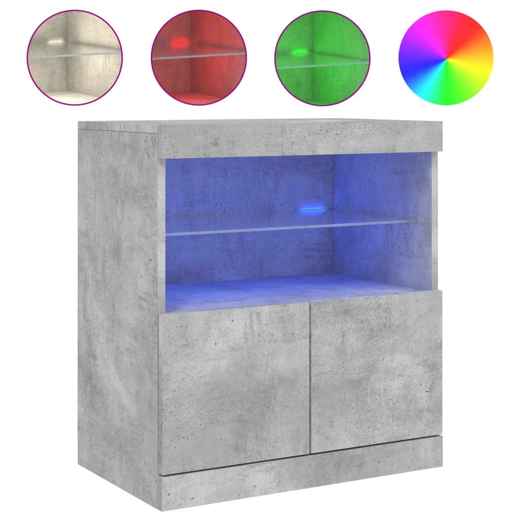 Buffet credenza cassettiera armadio mobile contenitore organizer per cucina soggiorno salotto con luci LED 60 x 37 x 67 cm grigio 02_0030005