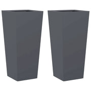 2 pz Fioriere | Cassetta per fiori | Vaso da Giardino Antracite 35x35x75 cm in Acciaio