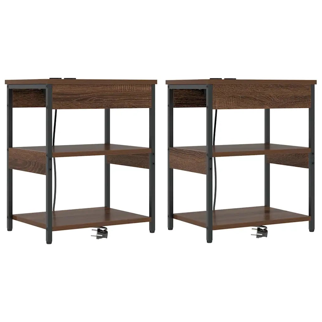 Set di 2 Comodini | Armadio da Notte | Mobiletto da notte Rovere Marrone 41 x 31 x 51 cm