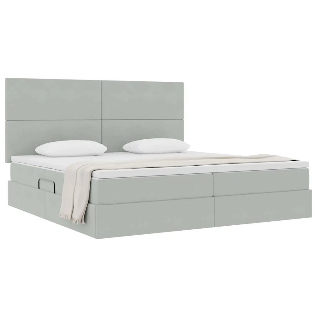 Letto con contenitore e materasso Grigio chiaro 200 x 200 cm