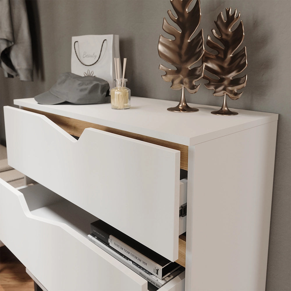 Vicco Cassettiera per camera da letto Bianco/Artisan 80 x 81.2 cm con 3 cassetti