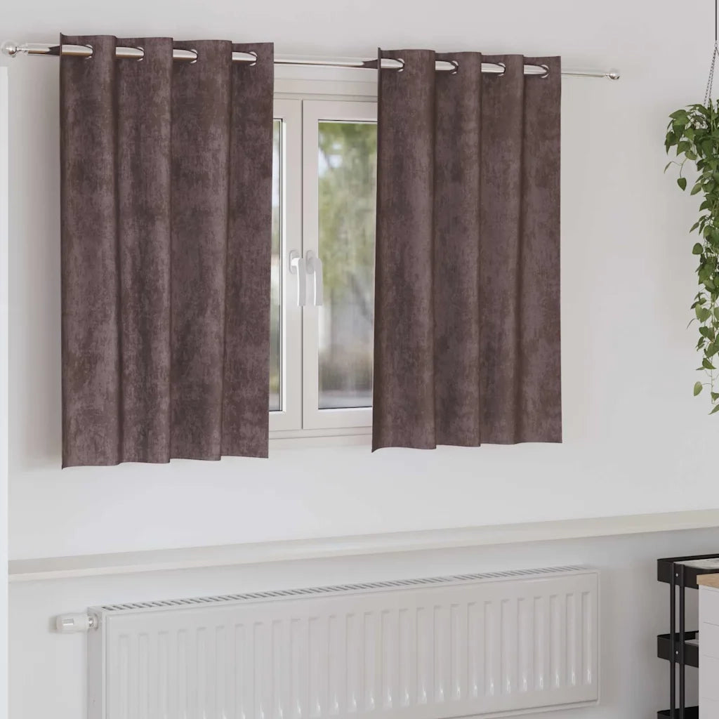 Tende in Velluto 2 pz Marrone 140 x 140 cm Velluto 4107658