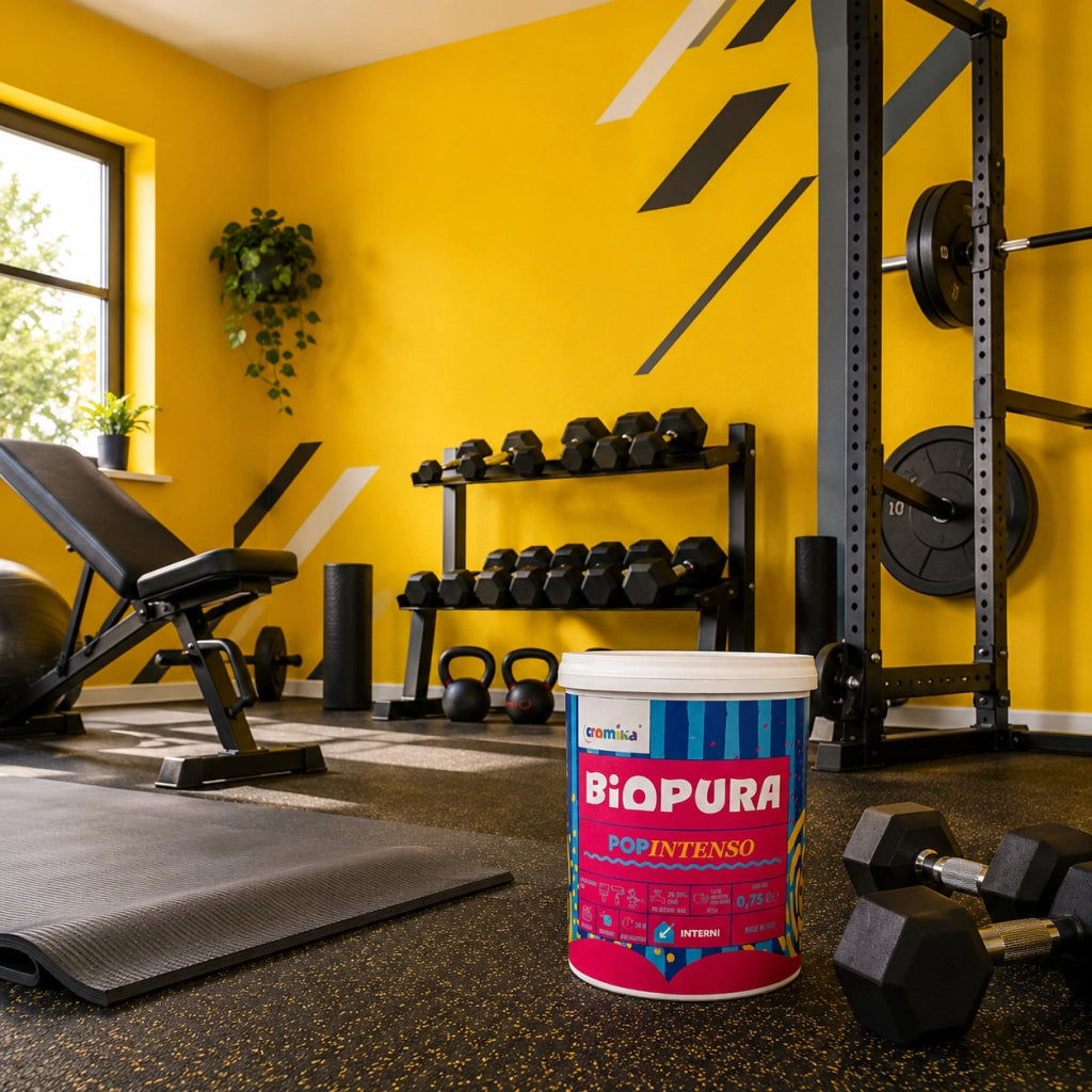 Popintenso palestra e decori interni pittura murale lavabile e coprente cromika *** formato 0,750 lt, colore- giallo ...
