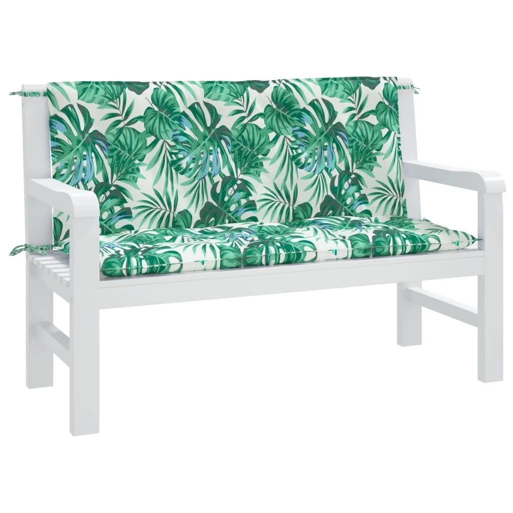 Cuscini Panca Giardino 2 pz a Foglie 120x50x7 cm Tessuto Oxford 379056