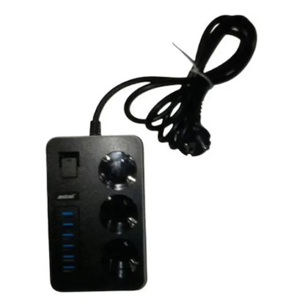 Trade Shop - Multipresa Con 6 Porte Usb + 3 Prese Schuko Con Interruttore Ricarica Rapida 3,1a Q-pc6 -