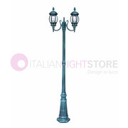 ENEA Lampione a 2 luci h.212 in Alluminio per Esterno Vialetto Giardino NERO-VERDE