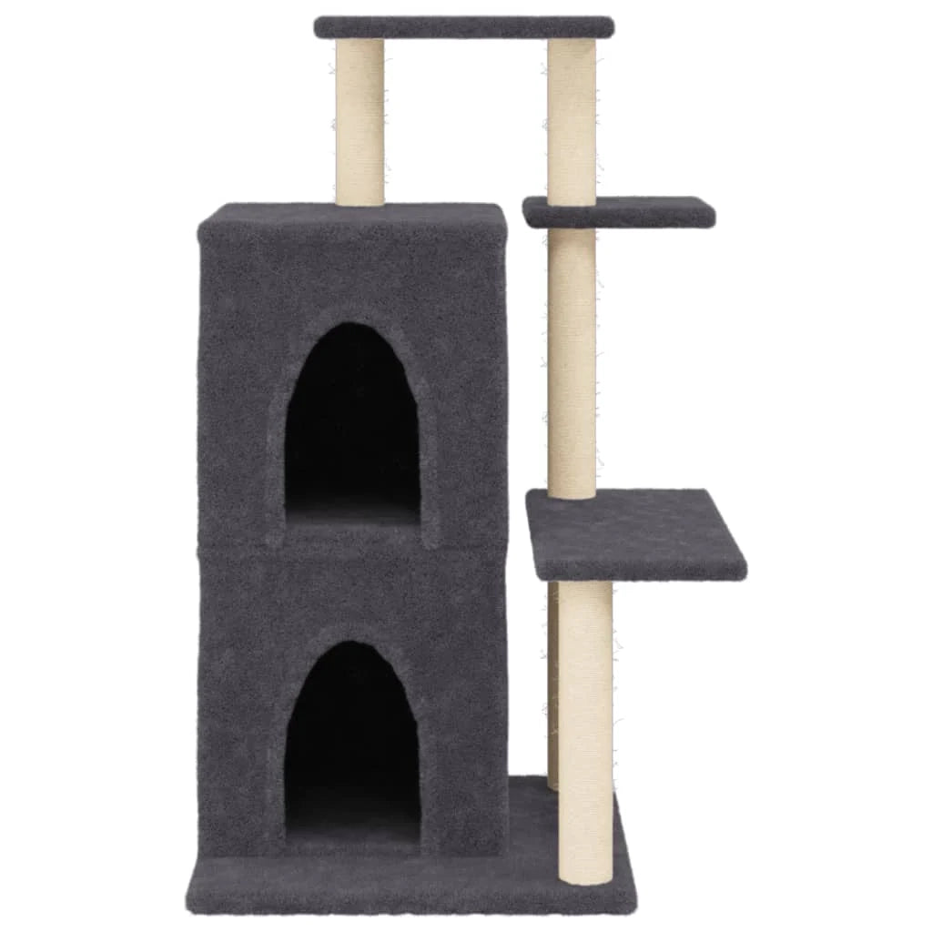 Tiragraffi per gatti torre per arrampicata giocattolo piattaforma per arrampicata con tiragraffi in sisal scuro 97 cm grigio 02_0022723