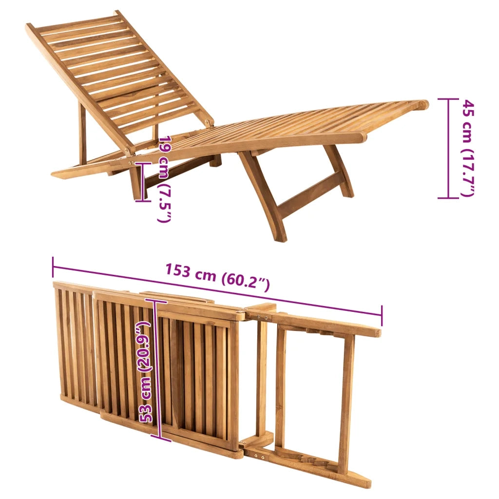 Lettino Prendisole in Legno Massello di Teak 316151