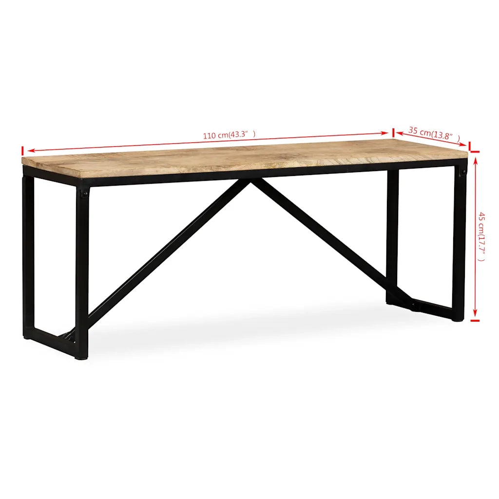 Panca-Sgabello in Legno Massello di Mango 110x35x45 cm