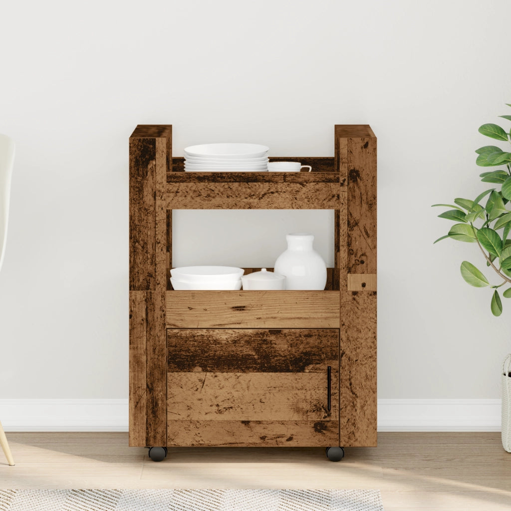 Carrello da Cucina  in Legno Invecchiato 60x45x80 cm in Legno Ingegnerizzato