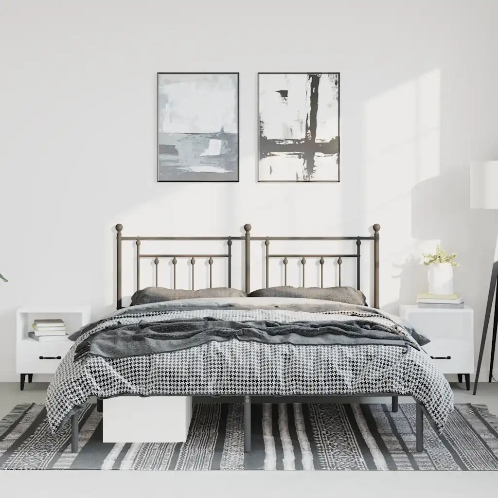 Giroletto con Testiera in Metallo Nero 150x200 cm 353539
