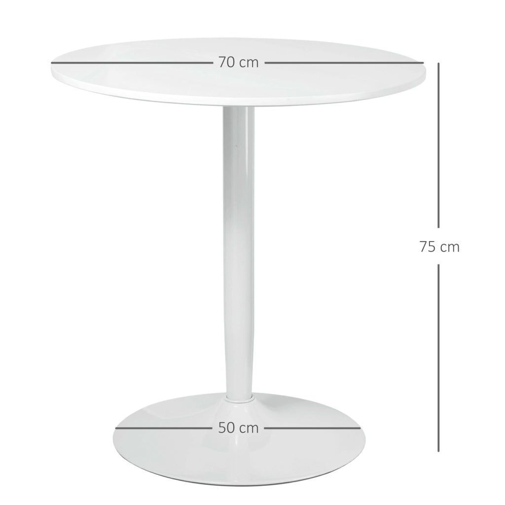 Tavolo da pranzo - rotondo Ø70x75 cm - per 2 persone - colonna in acciaio - piede antiscivolo - moderno