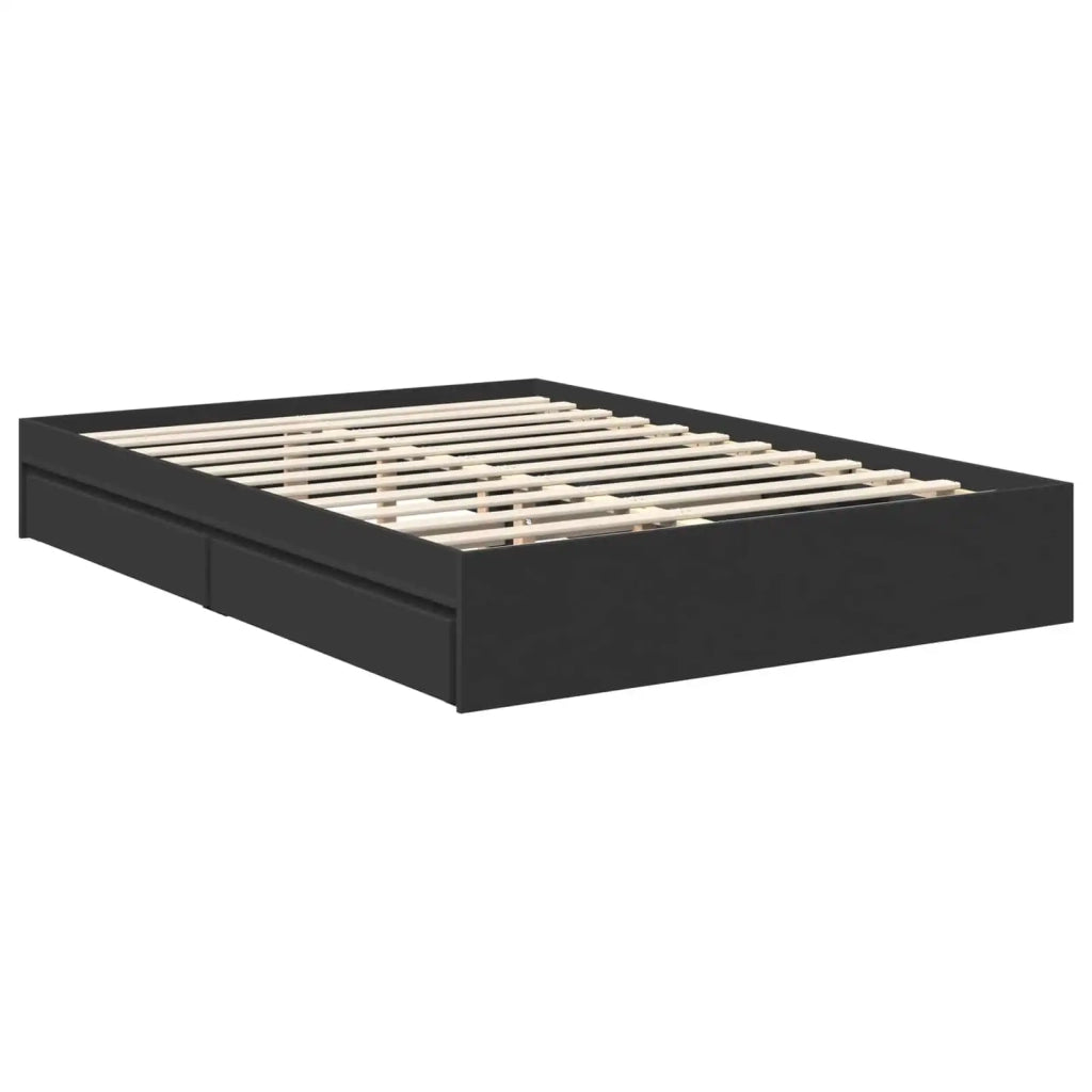Letto con Contenitore Nero 135 x 190 cm Legno multistrato 3410806