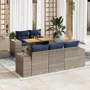 Set Divano da Giardino 6 pz con Cuscini Grigio in Polyrattan 3327330