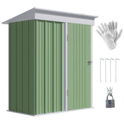 CASETTA DA GIARDINO PORTA ATTREZZI IN ACCIAIO CON PORTA BLOCCABILE, 161X95X163/181CM, VERDE