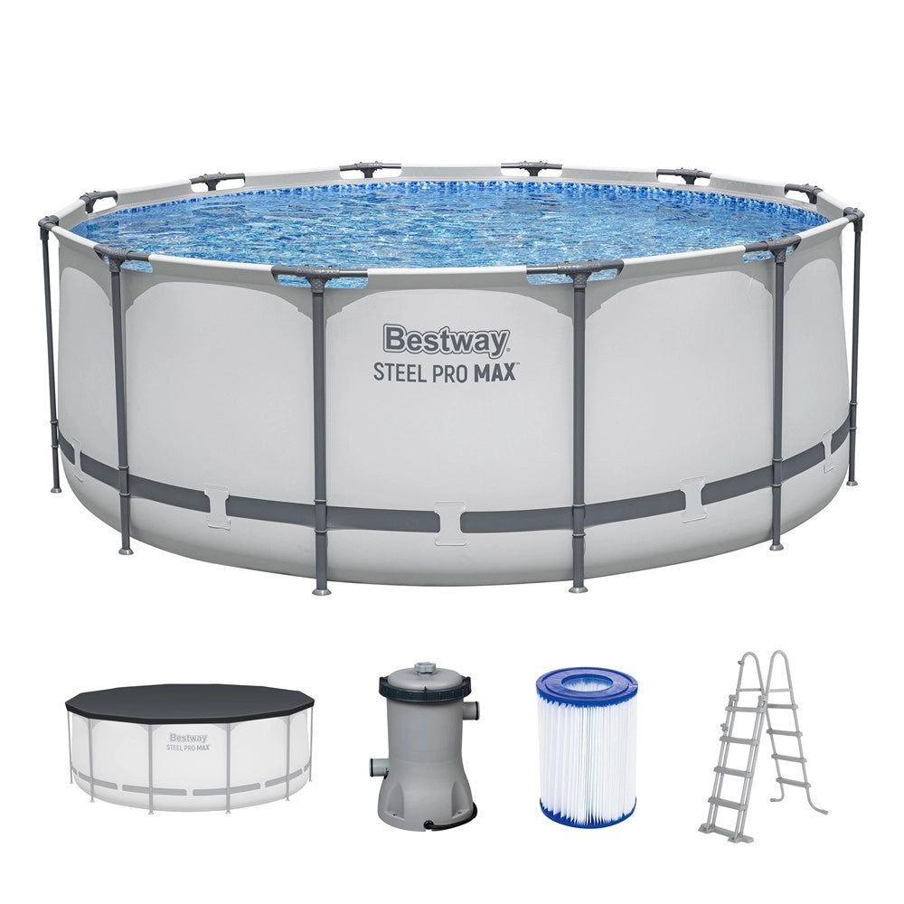Trade Shop - Piscina Fuori Terra Con Struttura Steel Pro Max Pompa Filtro Scala ø366x122cm Tonda 56420 -