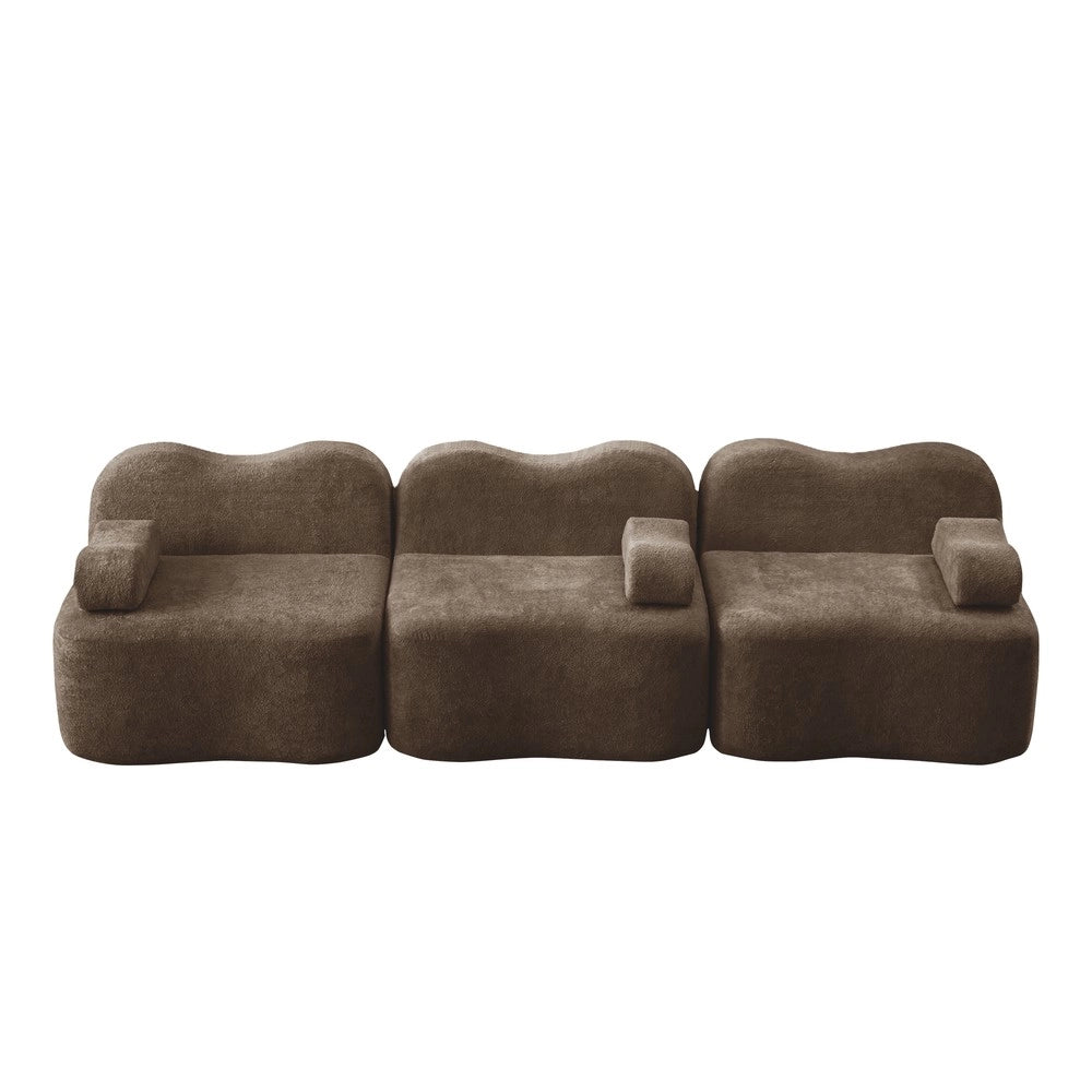 Divano 3 Posti Modulare Boneless ¨C Xylo ¨C Marrone, Schiumato 32D, Braccioli Mobili