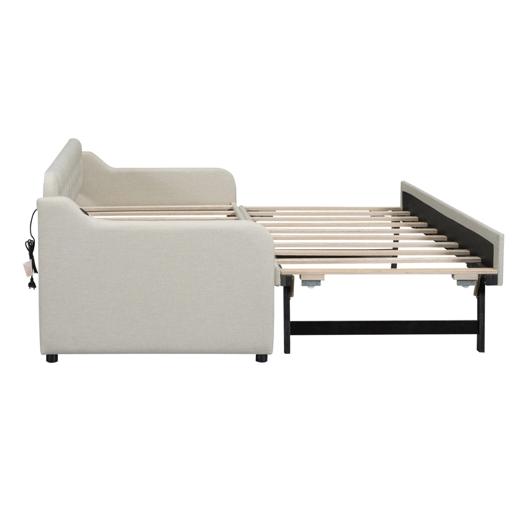 Divano letto estraibile - Zephmum- 90*200cm- beige- USB-Anschluss
