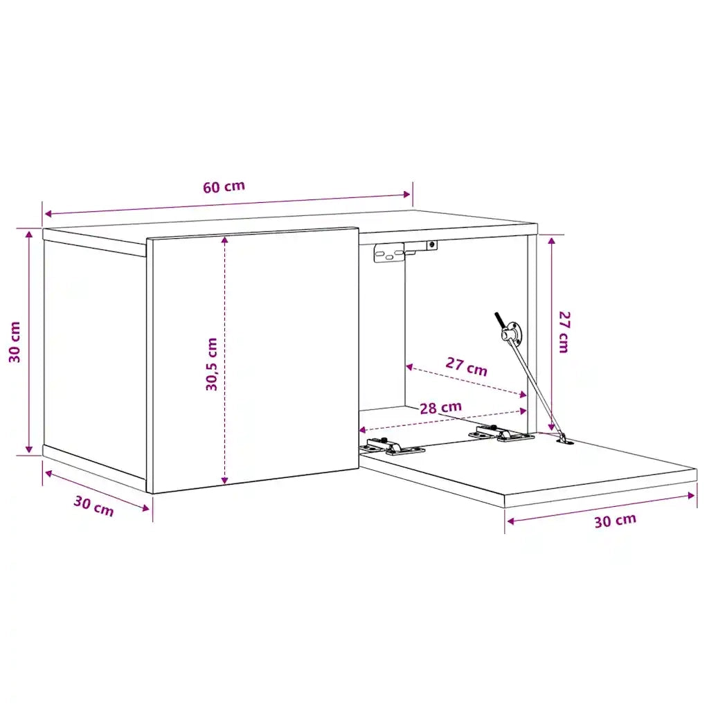 Mobili Porta TV Pensili 2pz | Armadietto TV | Mobile Porta TV Grigio Cemento 60x30x30 cm
