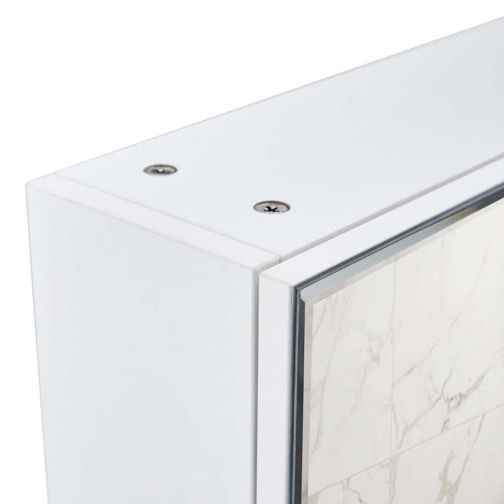 Mobile con specchio da bagno a parete con 1 anta e vani interni con specchio di sicurezza; per bagno e trucco; 55×56 cm