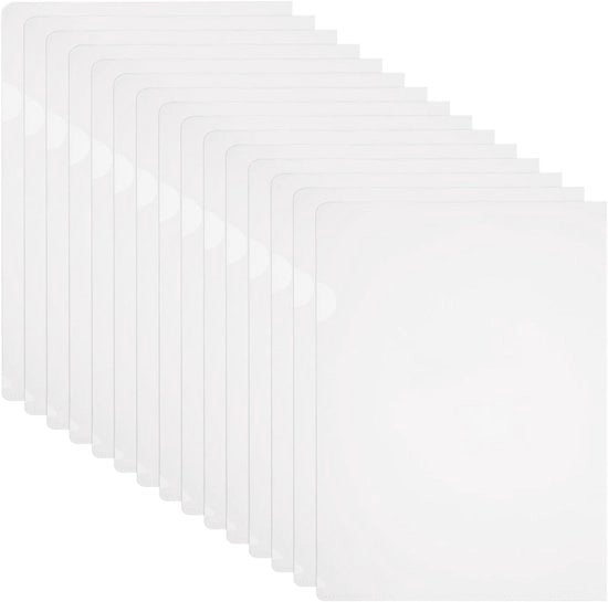 Set di cartucce in plastica da 40 pezzi, contenitori documentali a forma di L per ufficio, 6,3 x 8,8 pollici, trasparenti e resistenti per documenti cartacei.