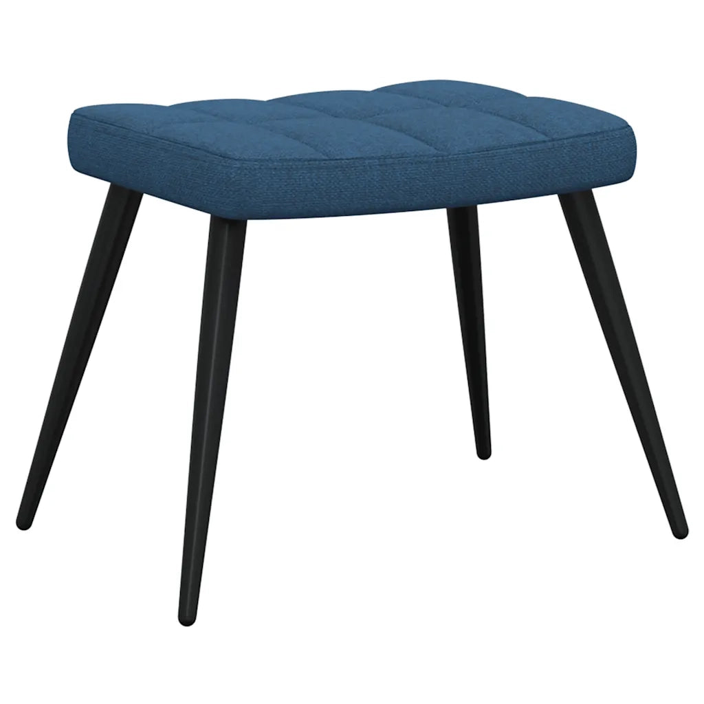 Poltrona | Sedia Relax con Sgabello Blu in Tessuto