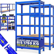 Scaffolding robusto 180x90x40cm Blu - 5x Piastrelle di MDF - 875kg di Capacità di Sostegno