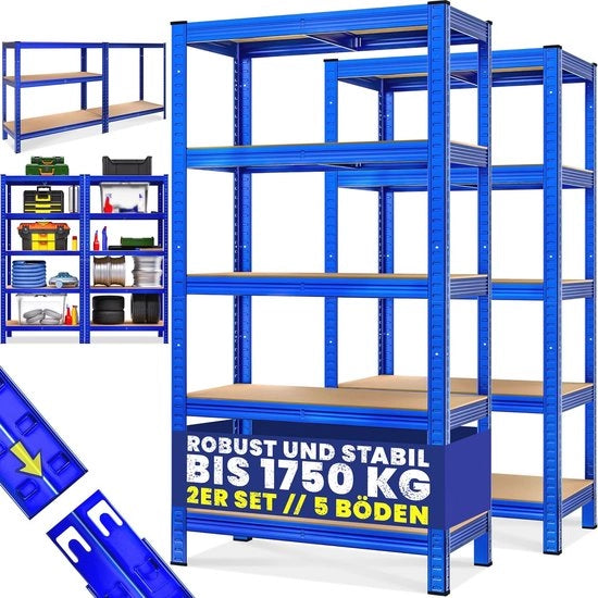 Scaffolding robusto 180x90x40cm Blu - 5x Piastrelle di MDF - 875kg di Capacità di Sostegno