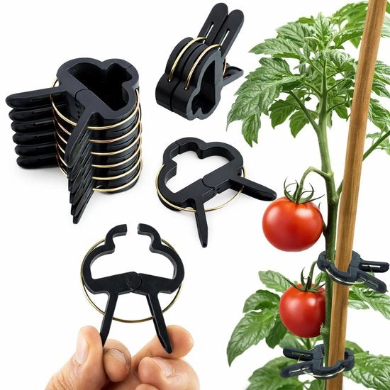 Clips per piante 60x - Riciclabili - Imbottitura semplice - Supporto per piante rampicanti - Adatto per pomodori/melanzane - Forma naturale - Vasi per piante