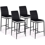 IDMarket - Set di 4 sgabelli ROMANE in PVC nero con fascia bianca, sedie da bar imbottite