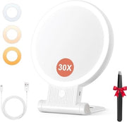 Specchio per trucco con illuminazione LED, ingrandimento e caricabile