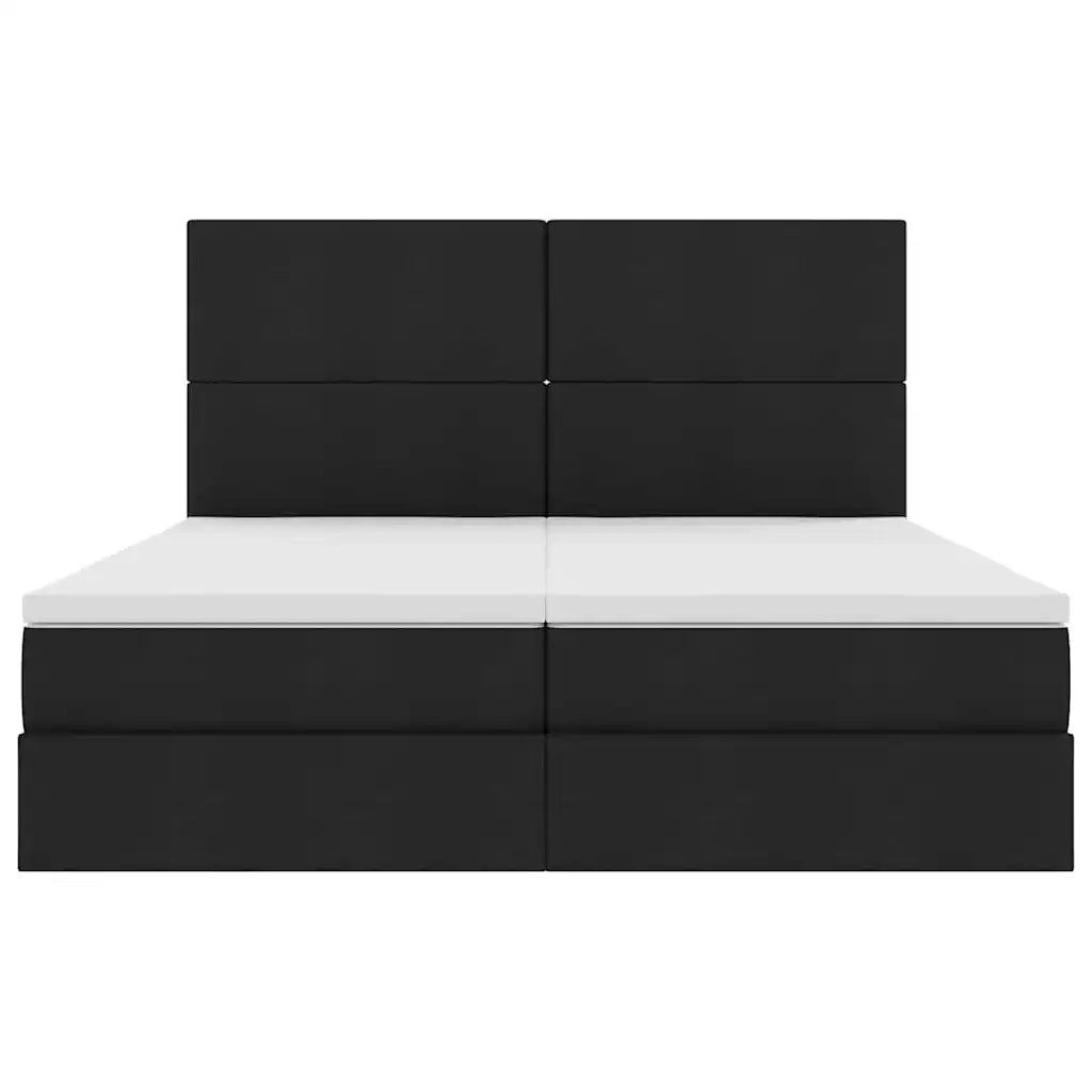 Letto con Contenitore con testiera Nero 200 x 200 cm Tessuto