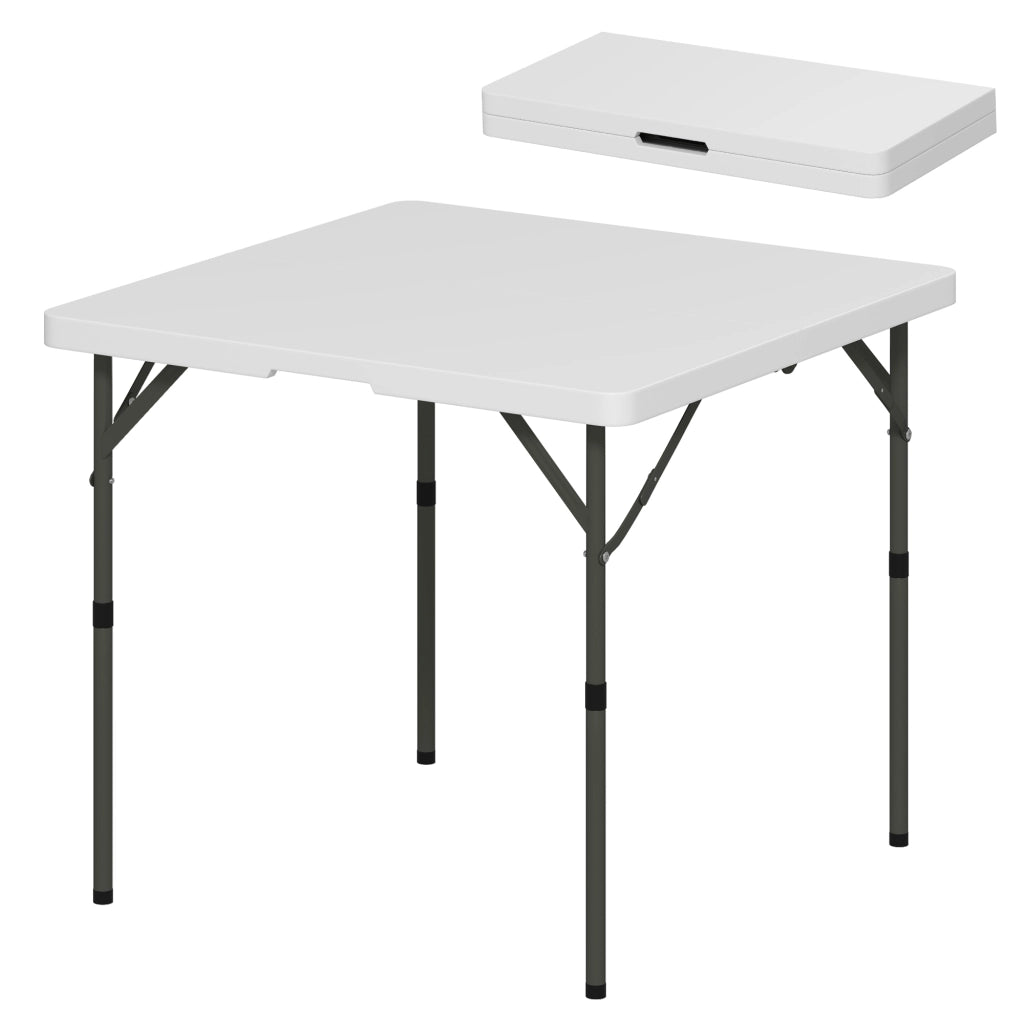 Tavolo da giardino pieghevole ¨C zephmum ¨C HDPE e metallo, bianco, 86x86x74 cm