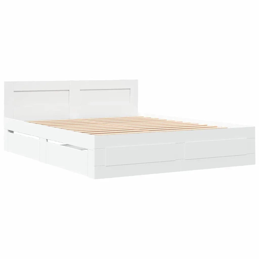 Struttura del letto 2 pcs-Giroletto-Rete del Letto Bianco 150 x 200 cm Legno multistrato