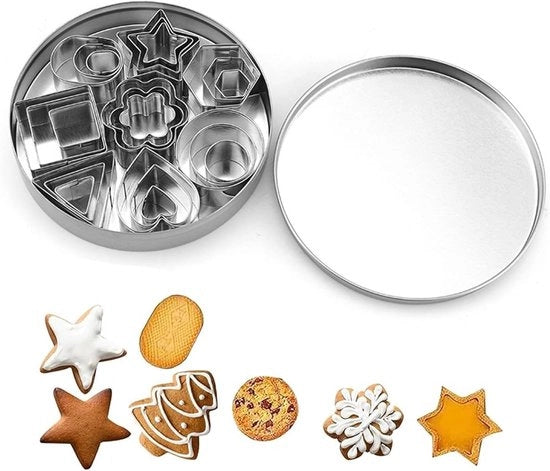 Set di stampi per biscotti in acciaio inossidabile da 24 pezzi per teglie per biscotti da festa con forme geometriche - accessori DIY per teglie