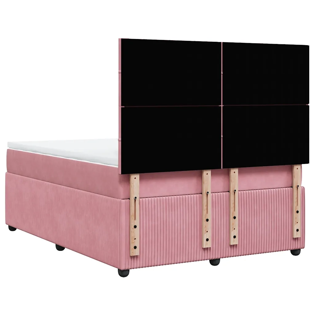 Giroletto a Molle con Materasso Rosa 140x200 cm in Velluto 3294663